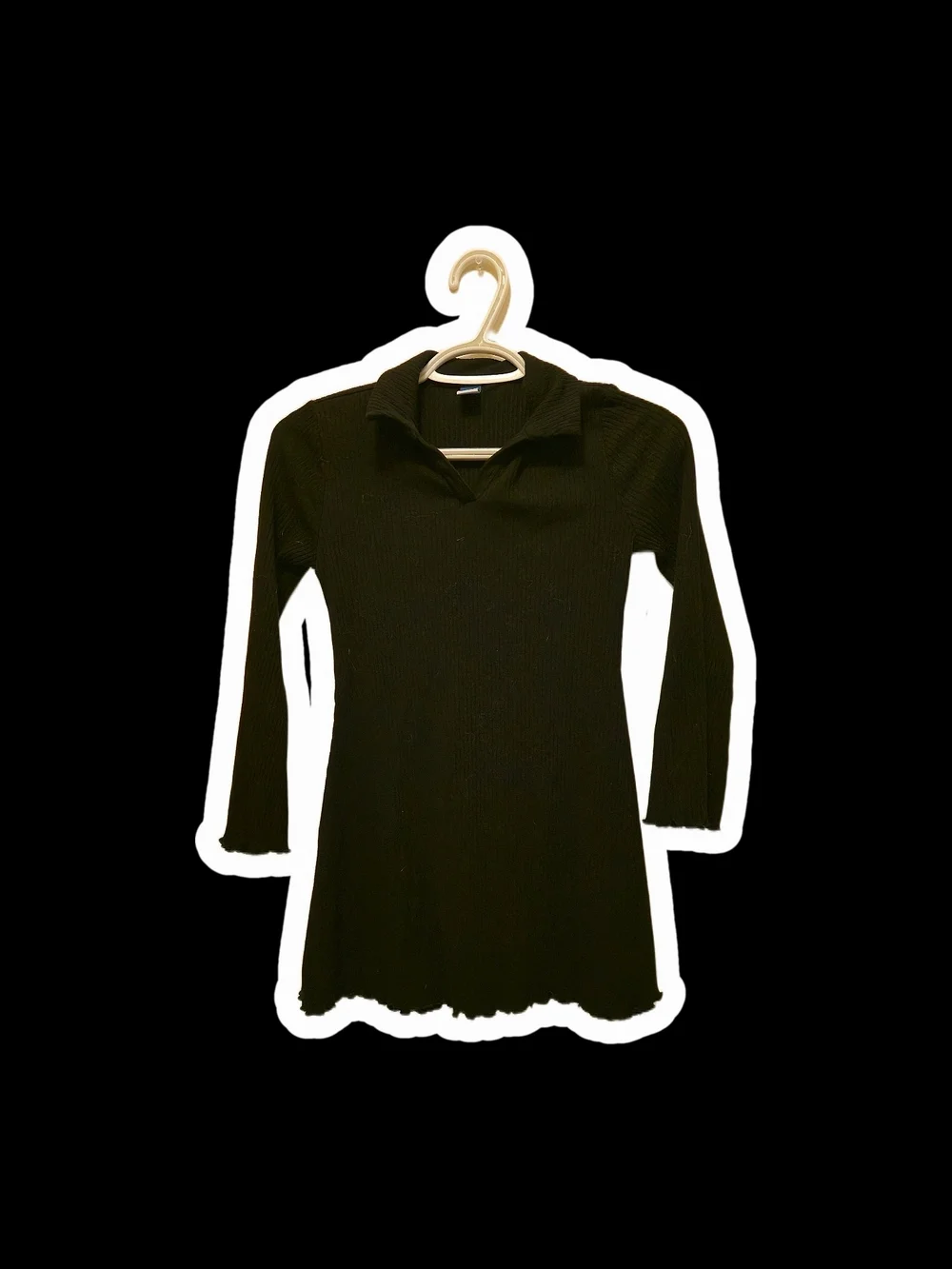 Old Navy Black Long-Sleeve Polo Tunic Dress
